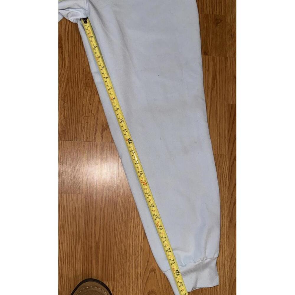 FIGS Zamora Jogger scrub pants Sz L Technical Blue Slate Yellow Drawstrings Flaw - Picture 9 of 9